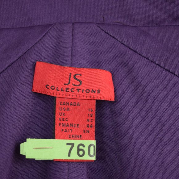 JS Collections Evening Cocktail Dress Women 16 Satin Eggplant Purple Event Prom - Picture 5 of 12